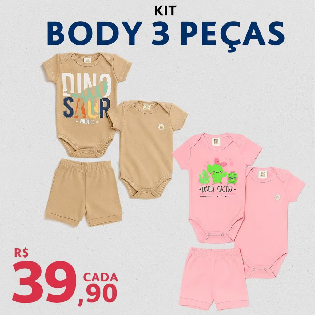 KIT BODY VERÃO 3 PEÇAS FEM/MASC RN/GG