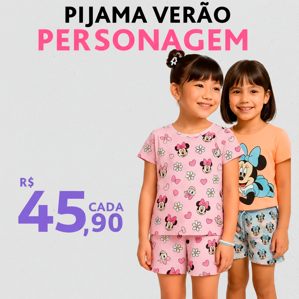 PIJAMA VERÃO PERSONAGEM FEM 02/12 ANOS