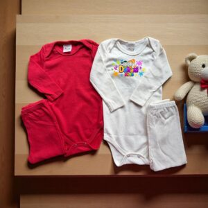 Body Bebê Manga Longa - Kit com 2 Unidades (Vermelho + Branco Dahani Kids)